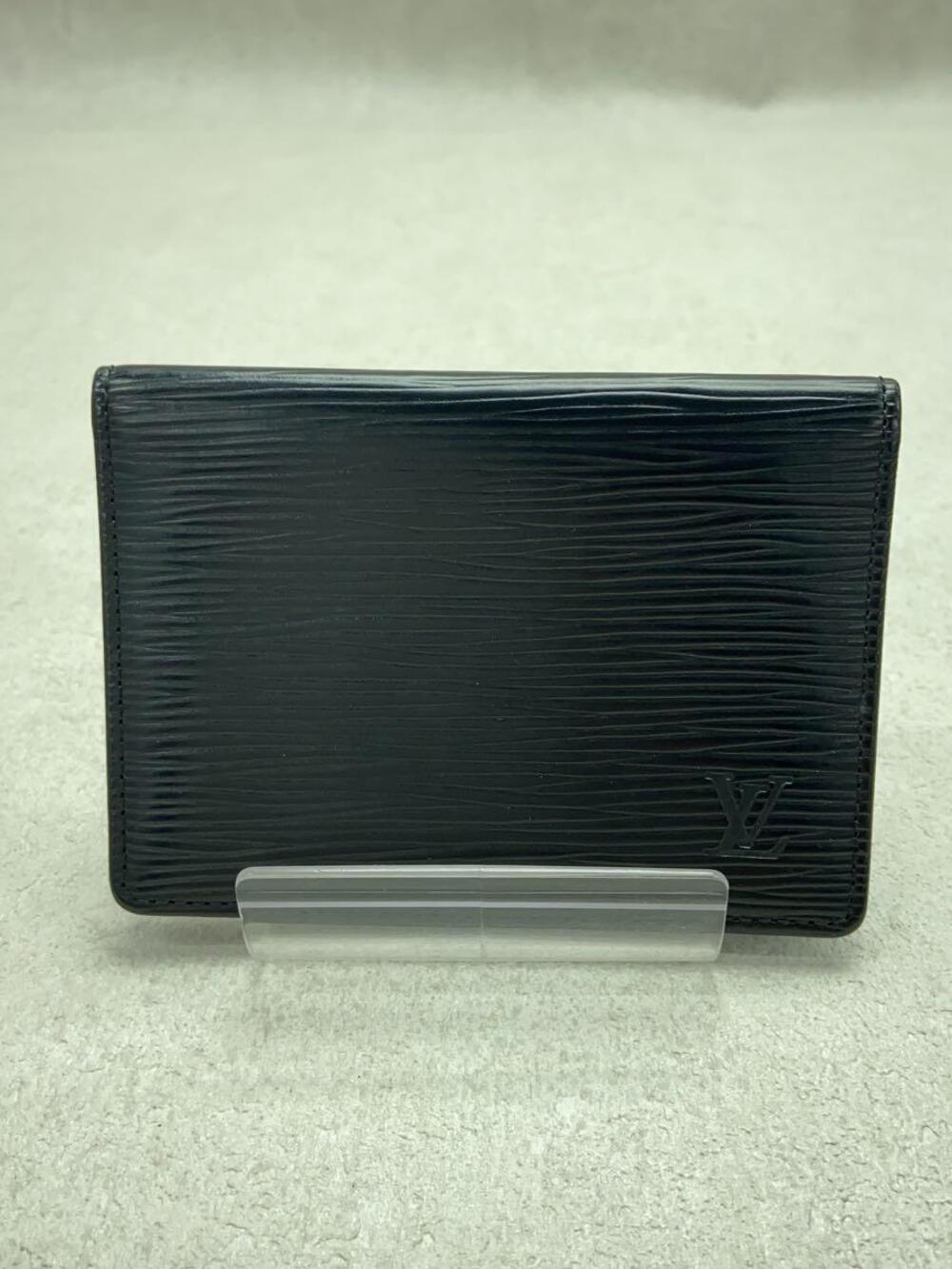 LOUIS VUITTON Porte Wallet Cartes Vertical Epi Black Leather Black
